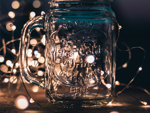 Fairy lights in a jar